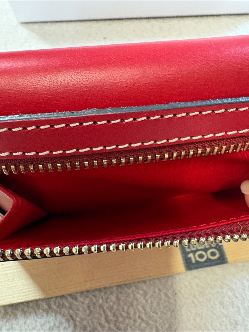 Dooney & Bourke Red Leather Clutch Wallet with Logo Plaque - Picture 8 of 9